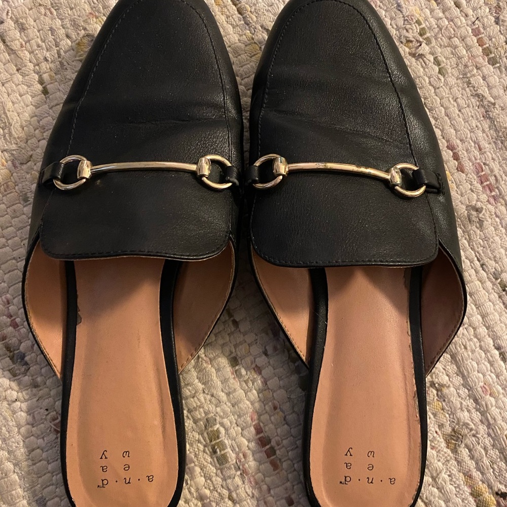 Black slip on loafers